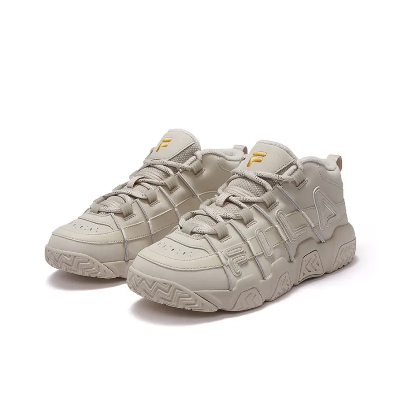 FILA FUSION BARRICADE Warm Slip Resistant Mid Top Vintage Basketball Shoes Men's Oat Yellow-2
