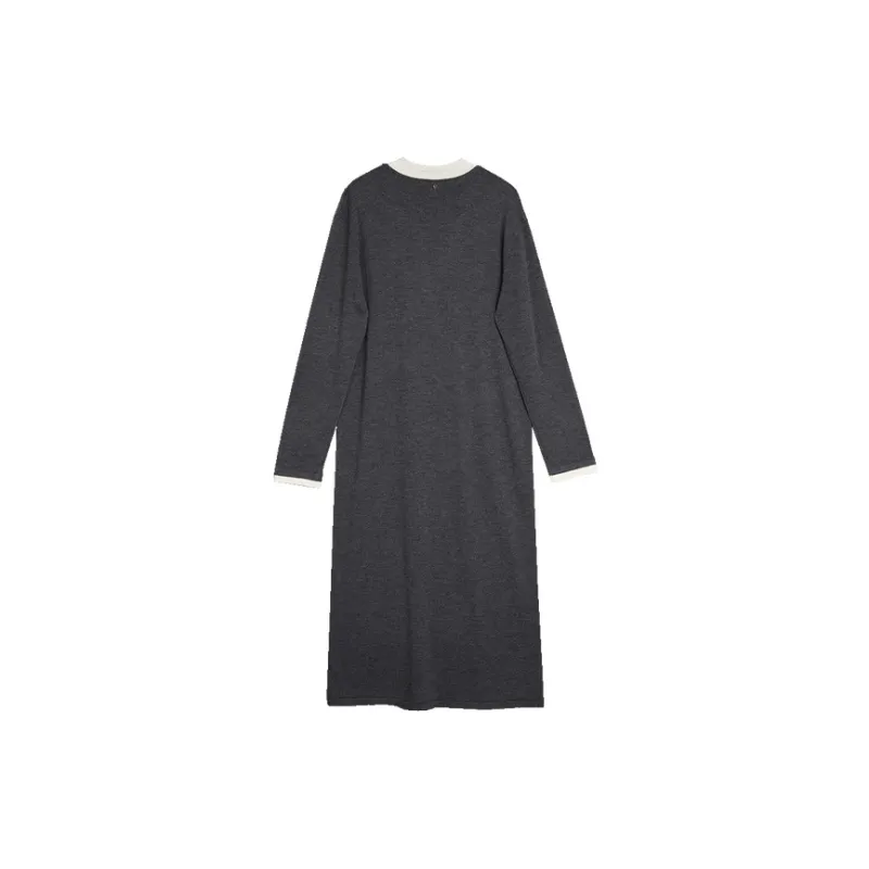 ELLE Long Sleeved Dresses Women's Light Gray-1