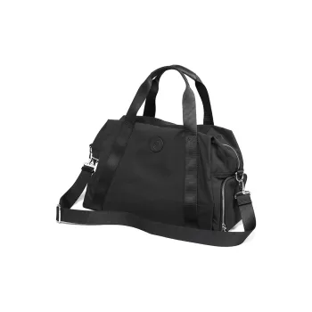 GELANDAI Fabric Large Capacity Portable Travel Bag 20-30L Unisex Black/Ecru/Gray