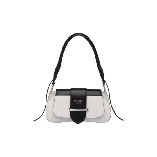 PRADA Cow Leather Shoulder Bag Handbag Shoulder Bag Women's Black White