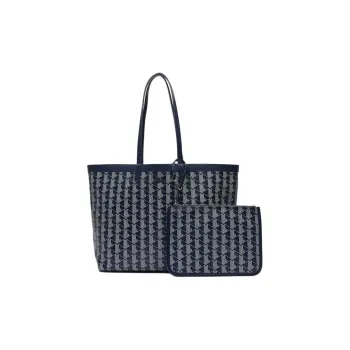 LACOSTE Coated Canvas Tote Bag Shopping Bag Handbag Shoulder Bag Women's Blue
