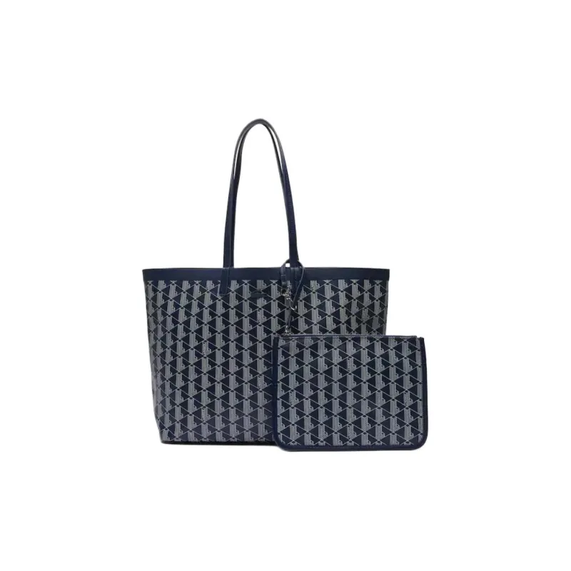 LACOSTE Coated Canvas Tote Bag Shopping Bag Handbag Shoulder Bag Women's Blue-0