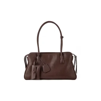 VENOF Cow Leather Shoulder Bag Large Size Women's Ebony Brown/Raw Cacao Black/Dark Cloud Gray