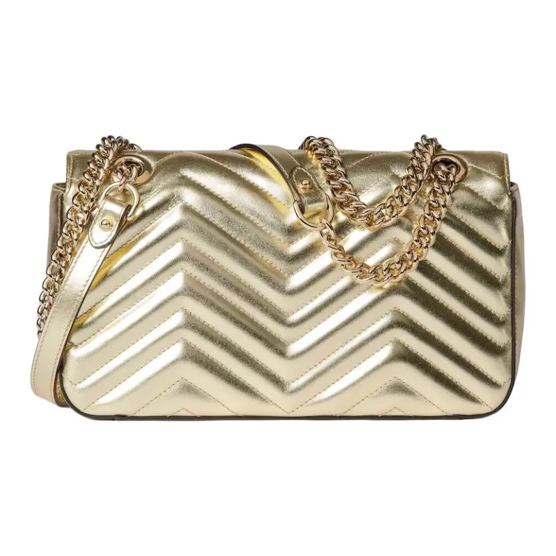 GUCCI GG Marmont Leather Crossbody Bag Shoulder Bag Small Size Women's White Gold-3