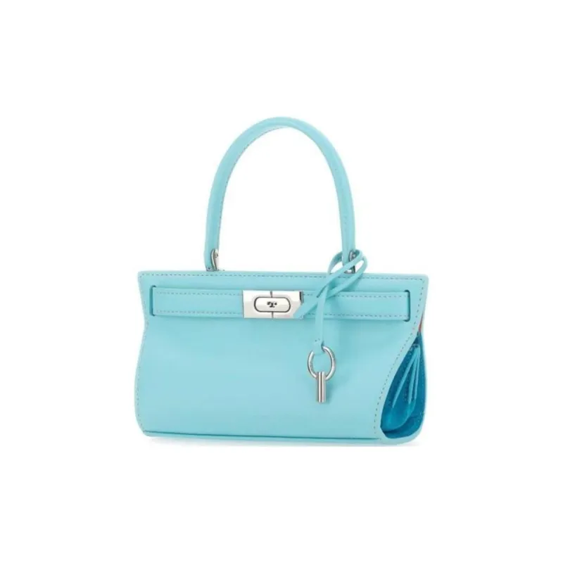 TORY BURCH Lee Radziwill Calfskin With Suede Trim Cat Eye Bag, Shoulder Bag, Crossbody Bag, Handbag Women's Blue-1