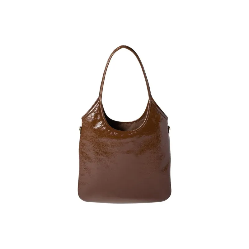 MIU MIU Ivy Naplak Lacquered Finish Sheepskin One Shoulder Handbag Women's Yellow Sandalwood-2