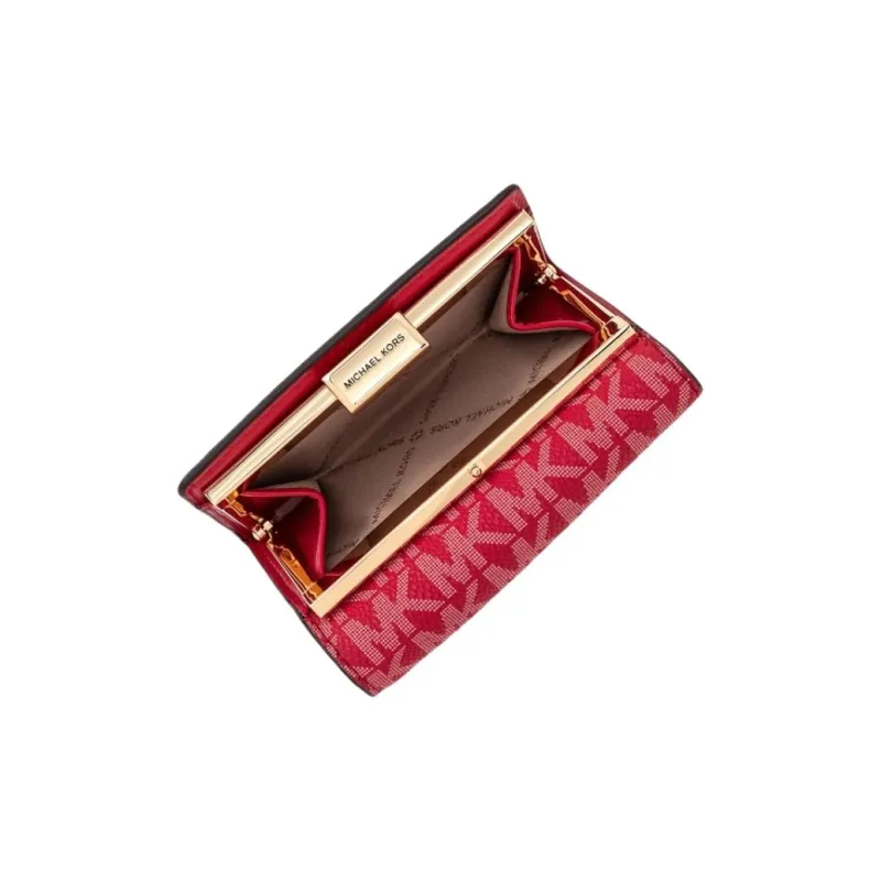 MICHAEL KORS Jet Set Travel Coated Canvas Wallet Medium Size Women's Bright Red-3