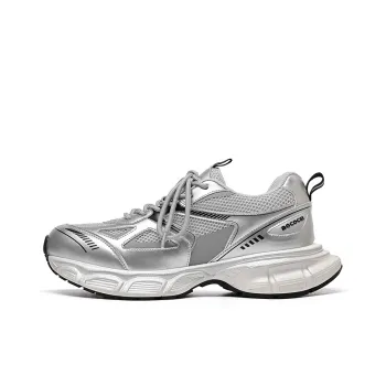 ΛOLUNKΛ Anti Slip Wear Resistant Low Top Chunky Sneakers Men's Silver Gray