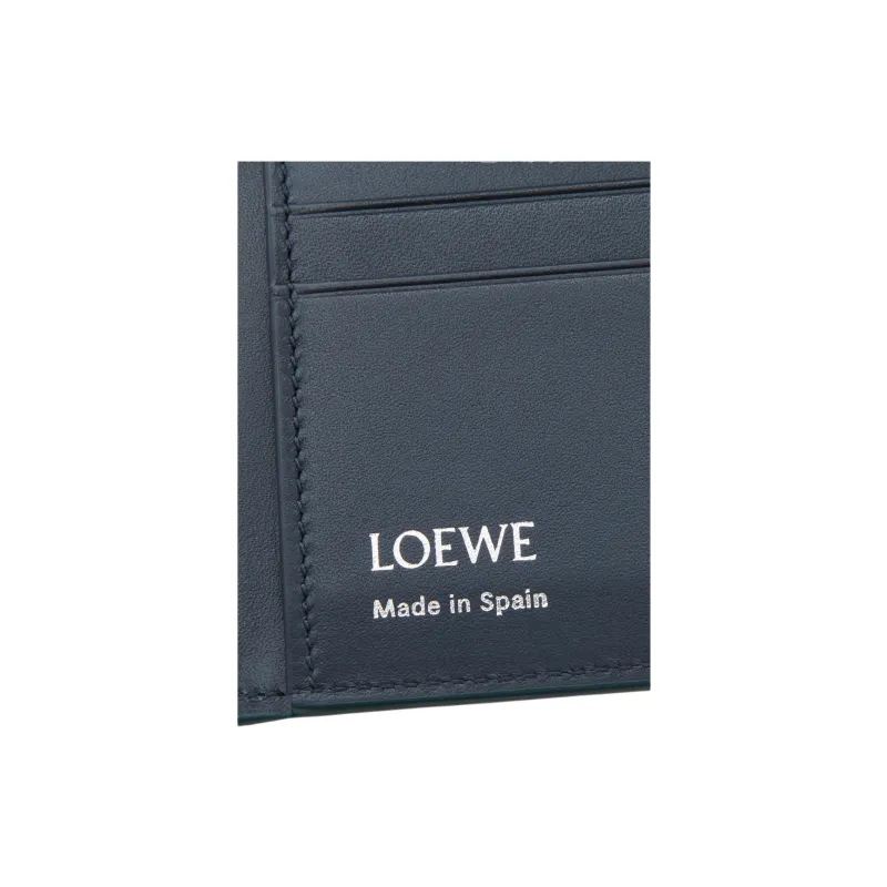 LOEWE Shiny Nappa Calfskin Wallet Men's Evergreen & Dark Marine Blue-4