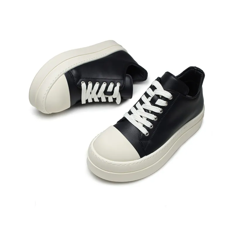 ΛOLUNKΛ Anti Slip Wear Resistant Low Top Skateboard Shoes Unisex Black-4