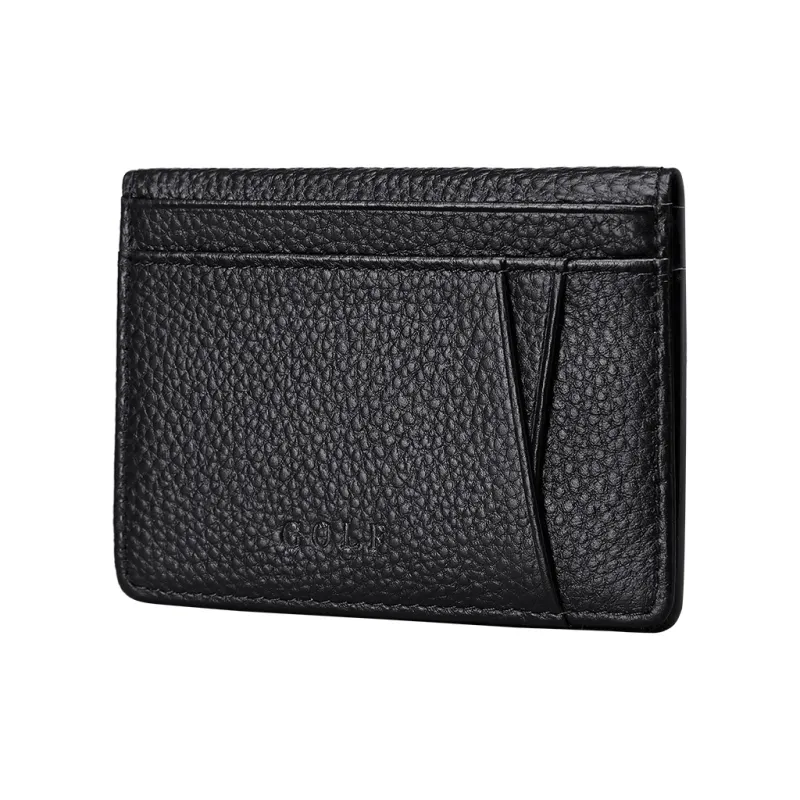 GOLF Cow Leather Bonded Synthetic Leather Card Holder Regular Men's Black/Coffee-2
