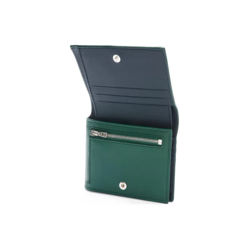 LOEWE Shiny Nappa Calfskin Wallet Men's Evergreen & Dark Marine Blue-2