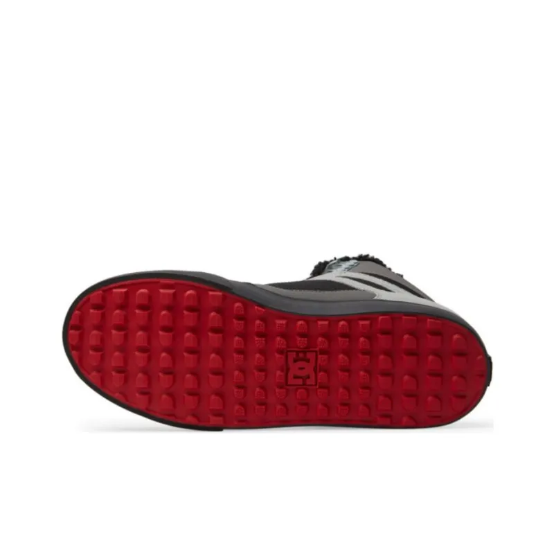 DC Shoes Pure High WNT Anti Slip Wear Resistant High Top Casual Shoes Men's Gray Black Red-4