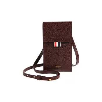 THOM BROWNE· Leather Cell Phone Pouch Women's Burgundy