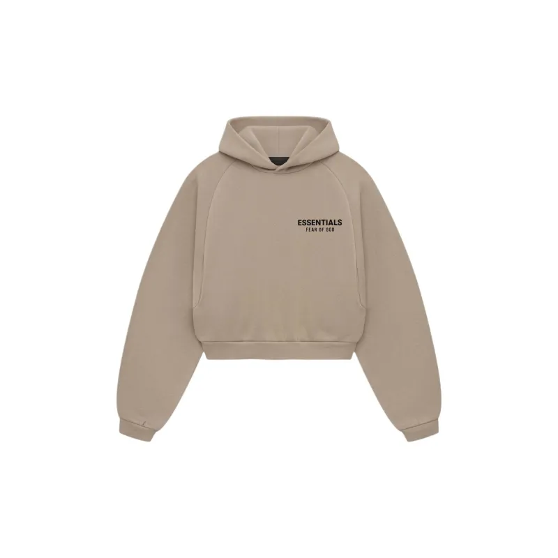 Fear Of God Essentials Women's Fleece Cropped Hoodie Heather Gray-1