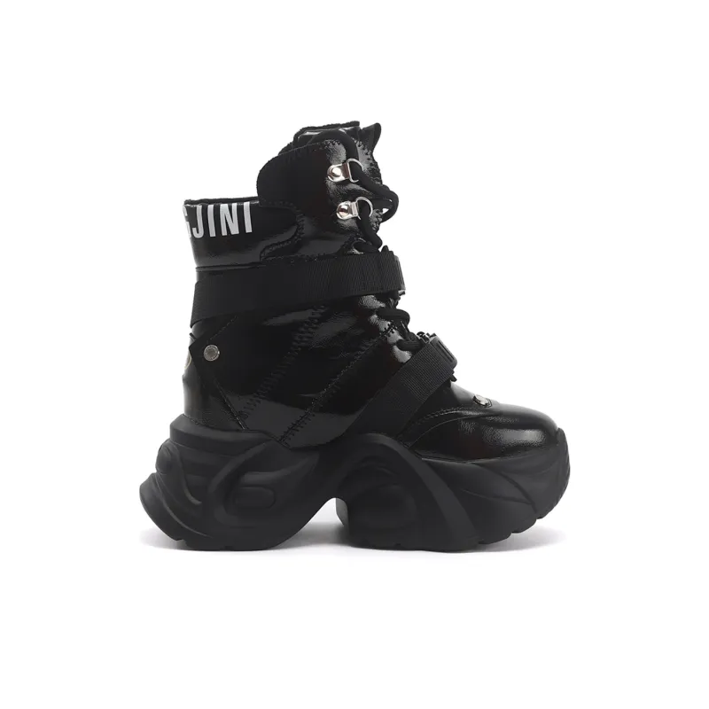 TOM TAILOR Black Obsidian Tactical Wave Boots Slip Resistant High Top Chunky Sneakers Women's-1
