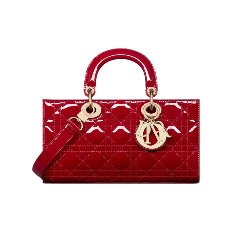 DIOR Lady D JOY Calfskin Lady Dior Bag, Shoulder Bag, Crossbody Bag, Handbag Medium Size Women's Cherry Red-0