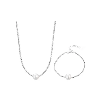NATURALLYJOJO Faux Pearl Necklaces Women's White/Gray/Silver