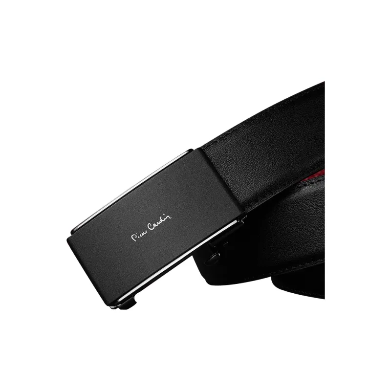 PIERRE CARDIN Top Grain Cow Leather Belts Men's Black Red 3.4cm-4