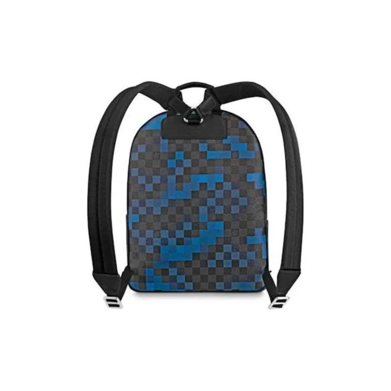 LOUIS VUITTON Josh Backpack Damier Graphite Pixel Blue-2