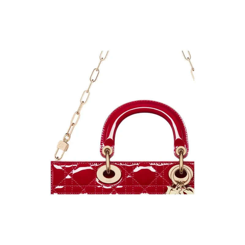 DIOR Lady D JOY Calfskin Lady Dior Bag, Shoulder Bag, Crossbody Bag, Handbag Medium Size Women's Cherry Red-6