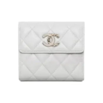 CHANEL Lambskin Wallet Women's Light Gray