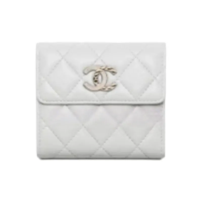 CHANEL Lambskin Wallet Women's Light Gray-0