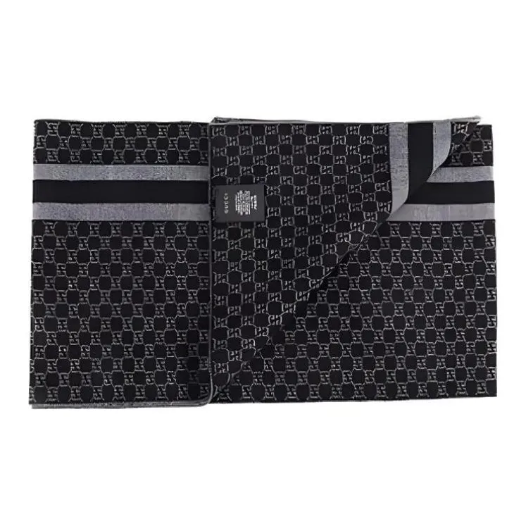 GUCCI Wool Knit Scarves Unisex Black-3