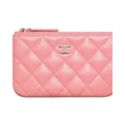 CHANEL Calfskin Clutch Small Size Women's Light Pink Red