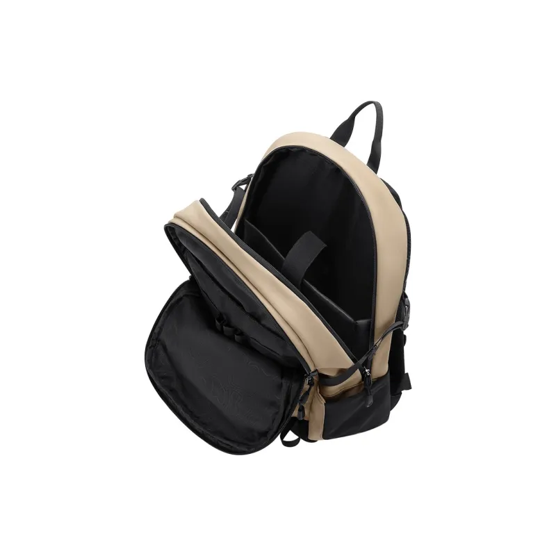 GOLF Fabric Backpack Large Size Unisex Ecru With Black/Macaron Tea Brown-6