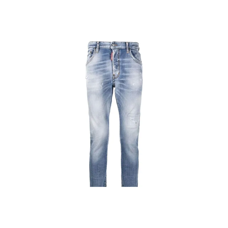 Dsquared2 Logo Patch Distressed Slim Fit Jeans-4
