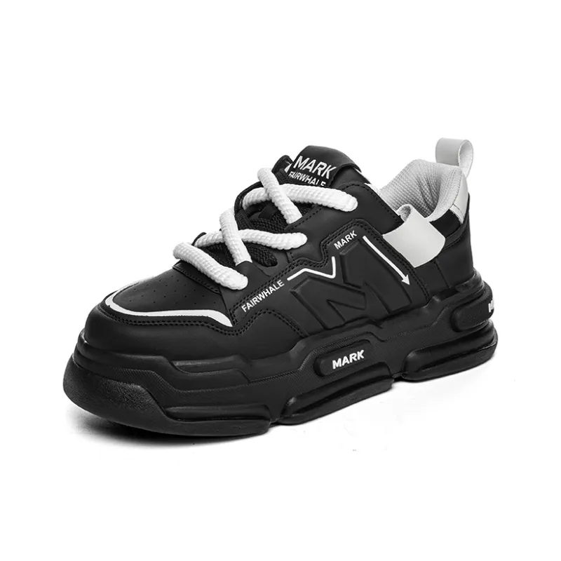 FAIRWHALE Height Increasing Abrasion Resistant Lightweight Slip Resistant Low Top Skateboard Shoes Men's-1