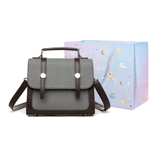 GOX PU Handbag Regular Women's Gray/Blue/Brown-0