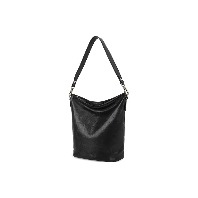 VENOF Cow Leather Portable Crossbody Bag Shoulder Bag Small Size Women's Lihai Black/Twilight Black-9