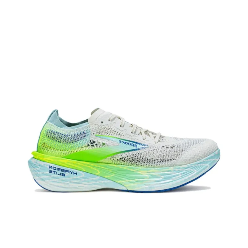 Brooks Hyperion Elite Anti Slip Wear Resistant Low Top Trail Running Racing Running Shoes Unisex White Green-1