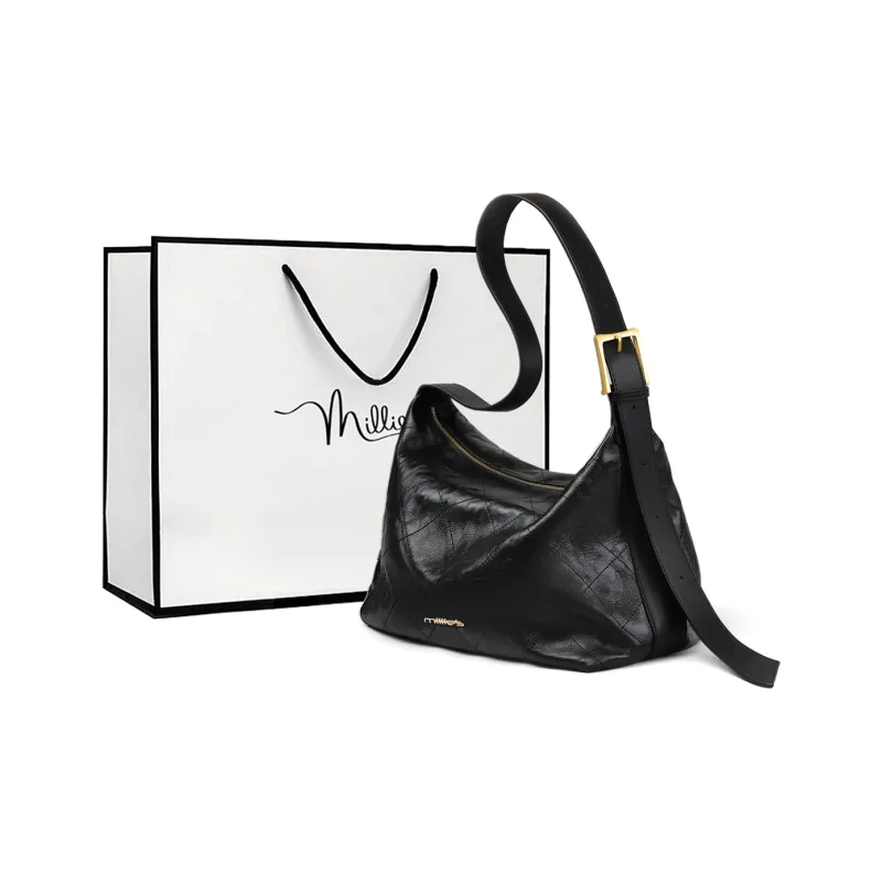 MILLIE'S Cow Leather With Synthetic Leather Underarm Shoulder Bag Tote Regular Women's Black-0