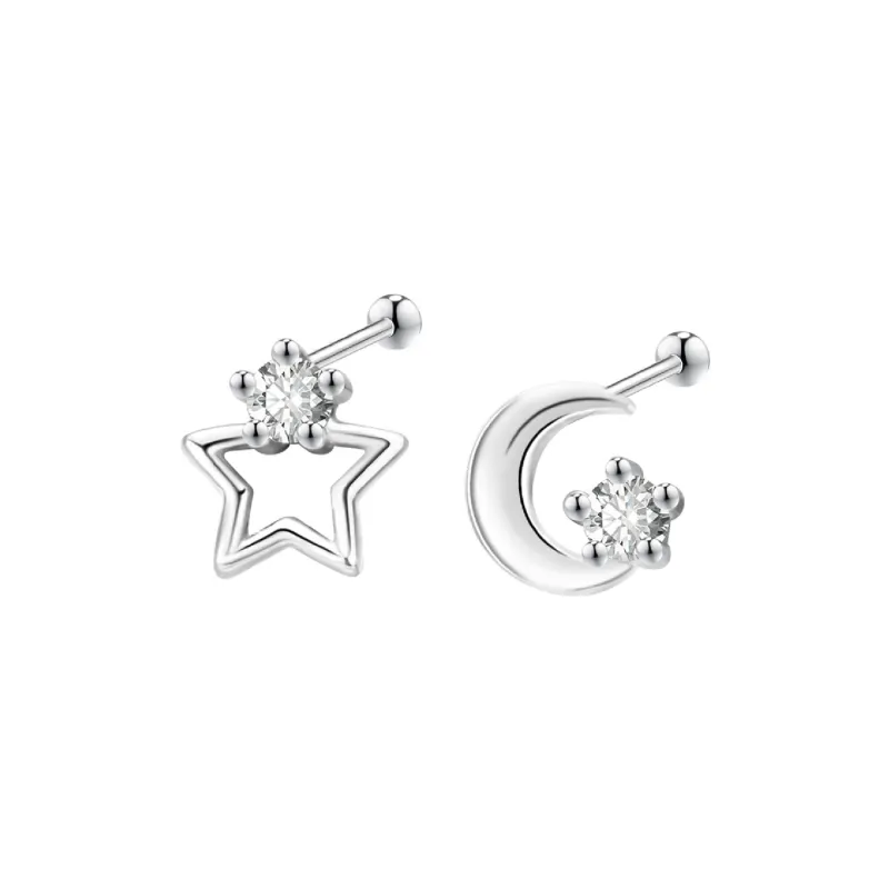 MIDNIGHT MOMENT S999 Silver Stud Earrings Women's-0