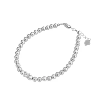 Floating Joy 925 Sterling Silver Zircon Faux Pearl Bracelets Women's Snake Year Good Luck