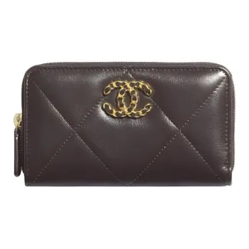 CHANEL 19Bag Lambskin Wallet Women's Brown