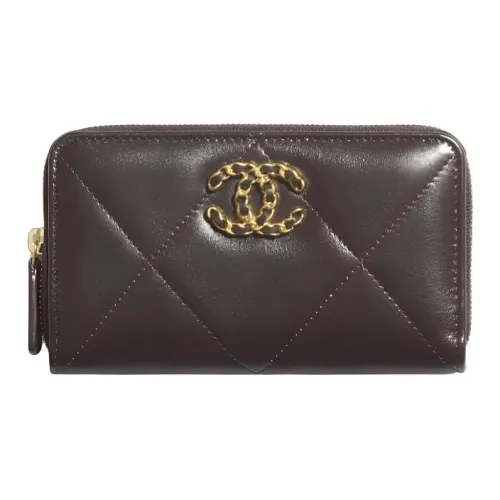 CHANEL 19Bag Lambskin Wallet Women's Brown