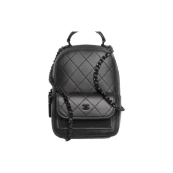 CHANEL Calfskin Backpack Mini Unisex Black