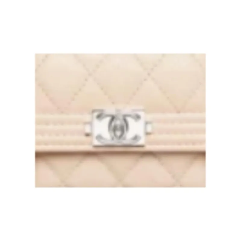 CHANEL Calfskin Card Holder Women's Light Beige-1