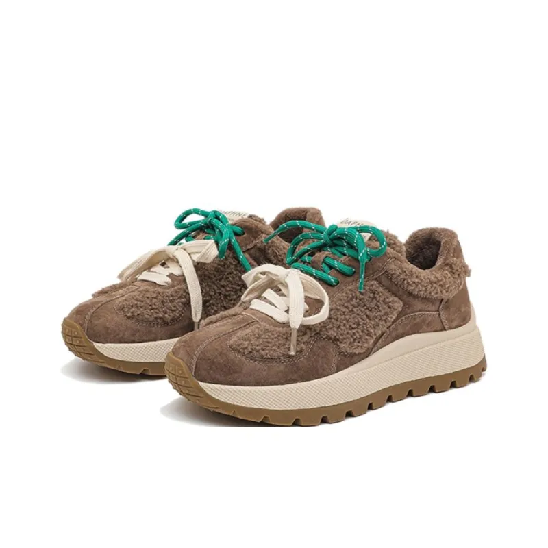 DAPHNE Slip Resistant Low Top Chunky Sneakers Women's Camel-2