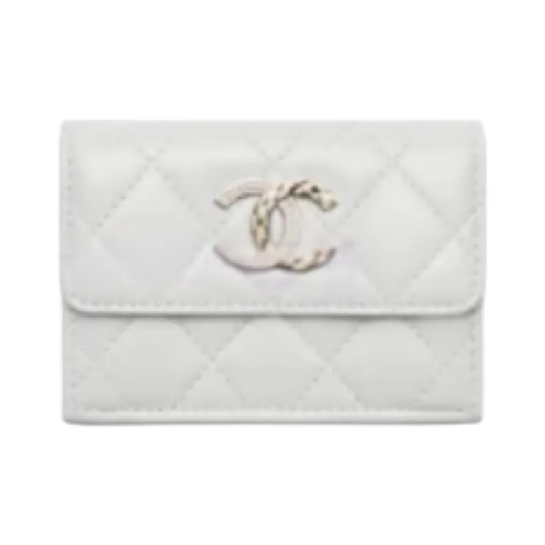 CHANEL Lambskin Wallet Women's Light Gray-0