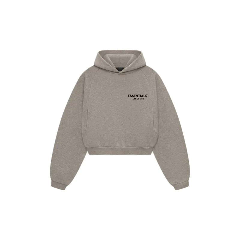 Fear Of God Essentials Women's Fleece Cropped Hoodie Heather Gray-1