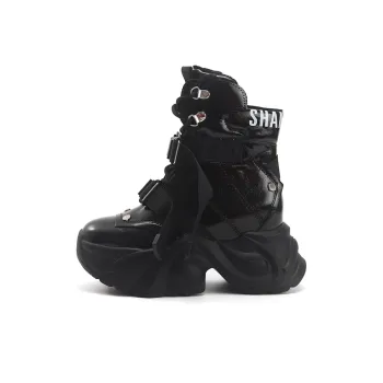 TOM TAILOR Black Obsidian Tactical Wave Boots Slip Resistant High Top Chunky Sneakers Women's