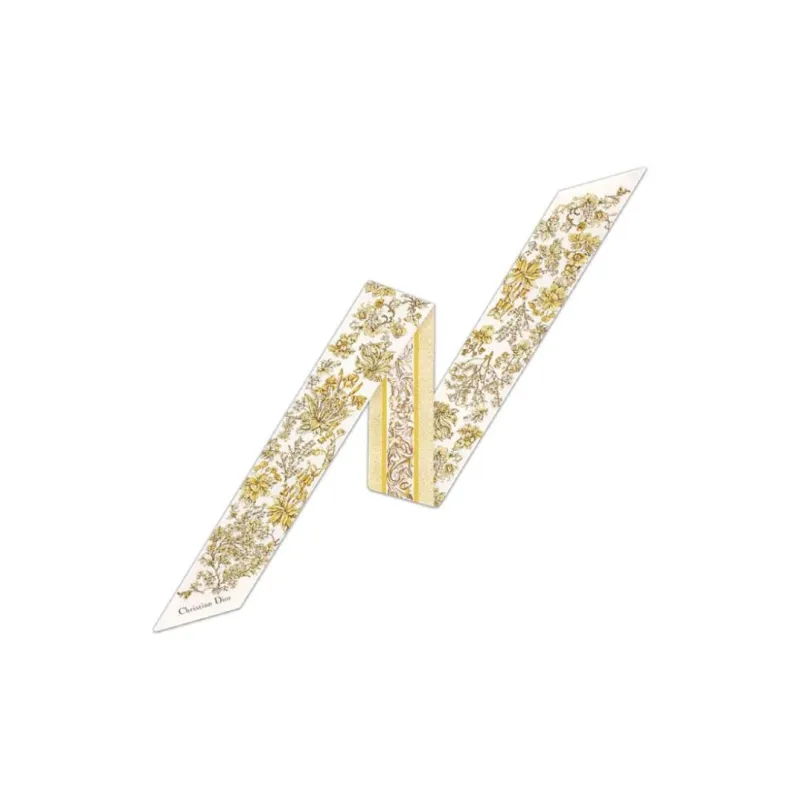 DIOR Mulberry Silk Silk Scarves Women's Gold-0