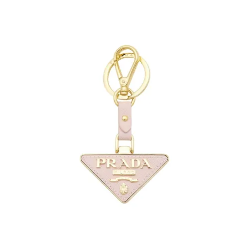 PRADA Calfskin Metal Keychains Women's Pink