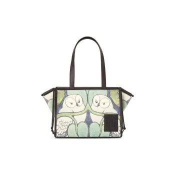 LOEWE Cushion Tote Felt With Calfskin Tote One Shoulder Handbag Small Size Women's Green