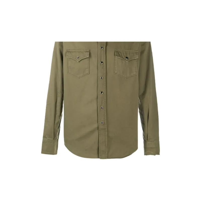 SAINT LAURENT Distressed Classic Western Shirt-5
